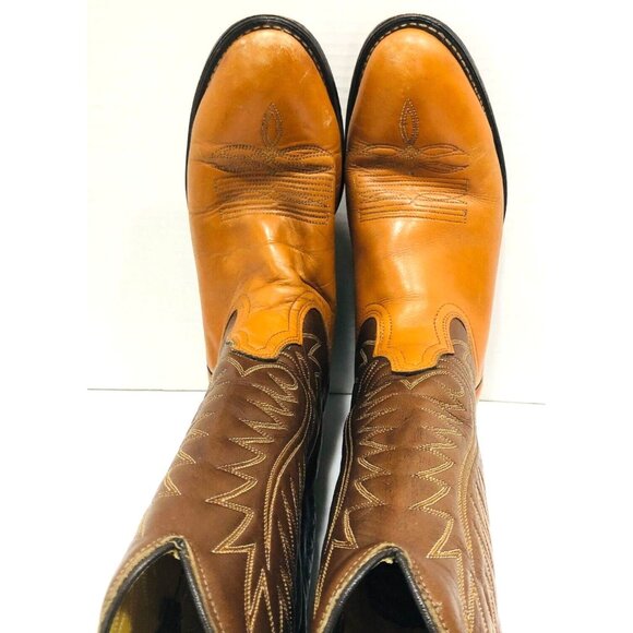 Acme Circle A Mens 9.5D Western Leather Boots USA Cowboy Ringo Tooled Ranch‎ main image 6
